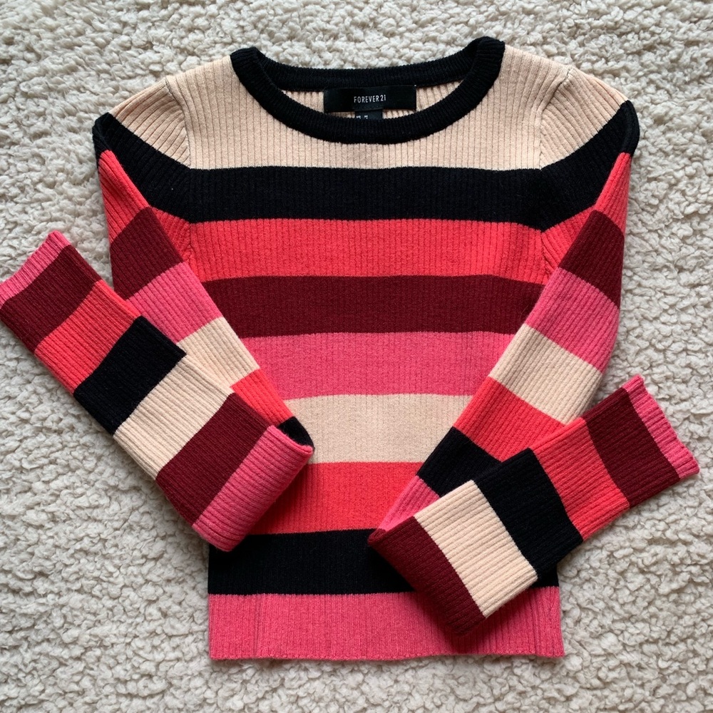 striped long sleeve crop top